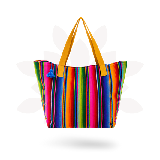 Hacienda Stripe Sustainable Computer Overnight Tote - Guatemala