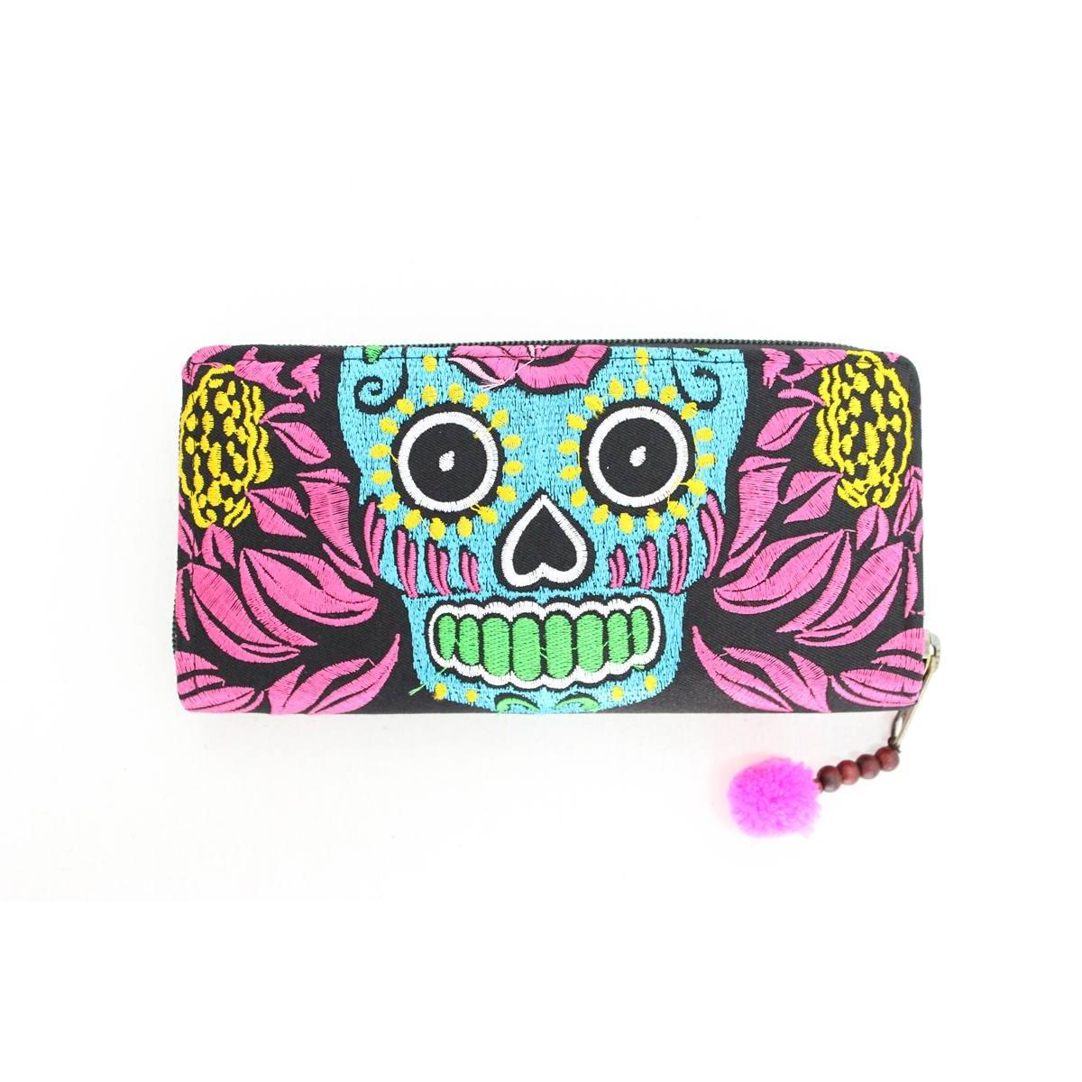 Culturas Sugar Skull Day of the Dead Embroidered Wallet - Thailand