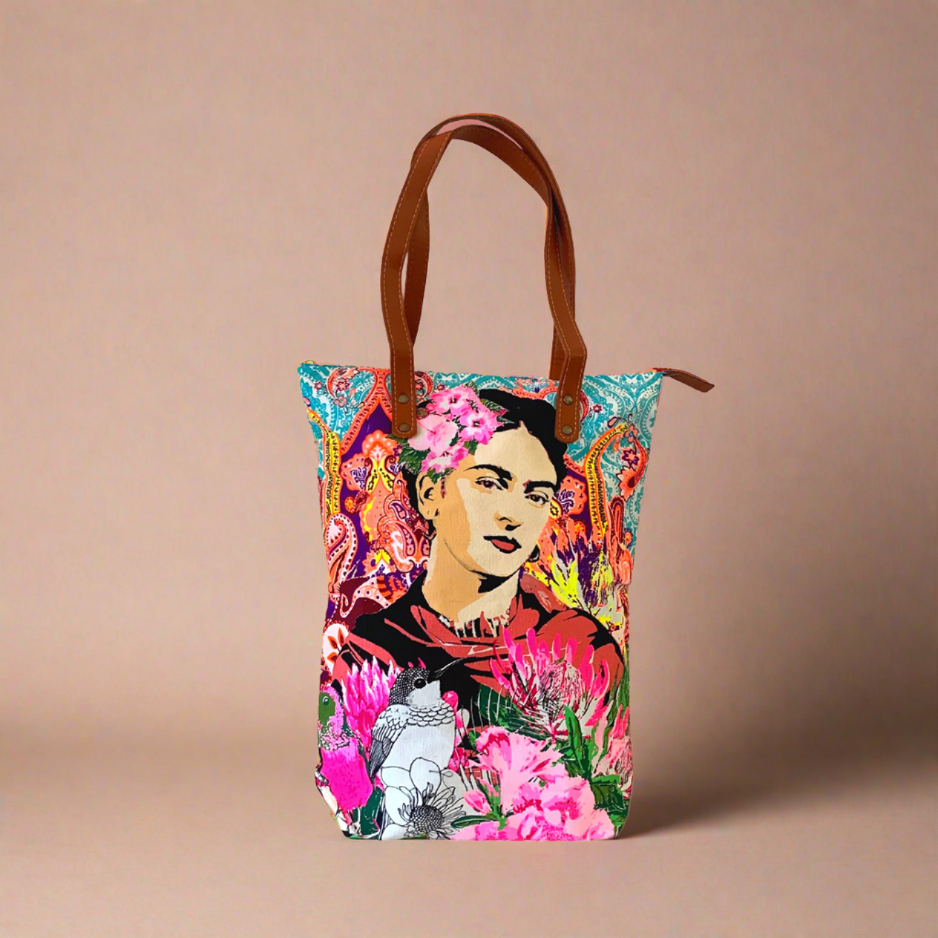 Frida Kahlo Printed Tote Bag with Zipper - Thailand