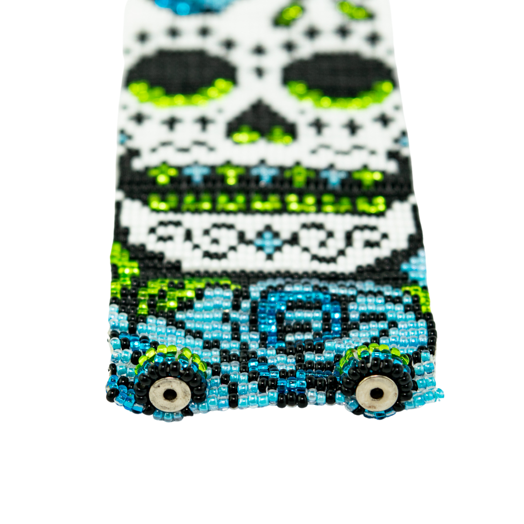 Sugar Skull | Catrina Seed Bead Magnetic Closure Bracelet - Guatemala