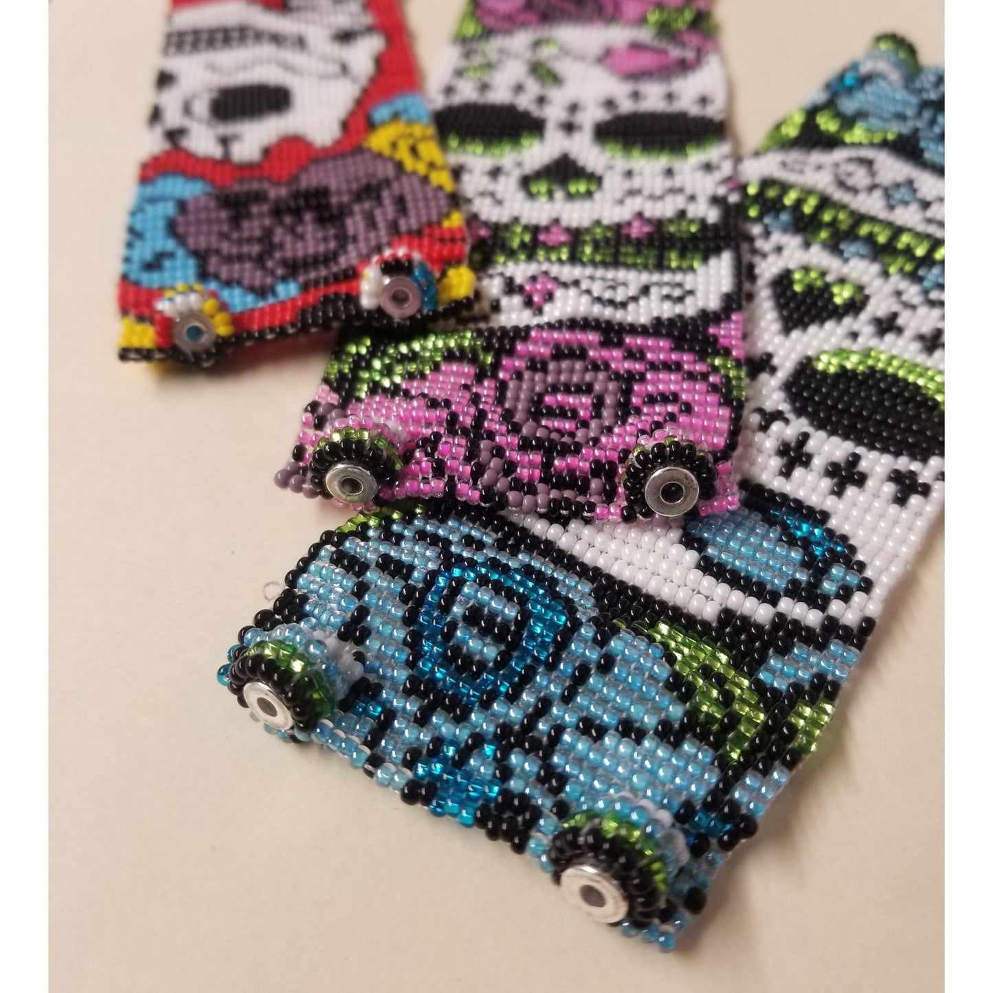 Sugar Skull | Catrina Seed Bead Magnetic Closure Bracelet - Guatemala