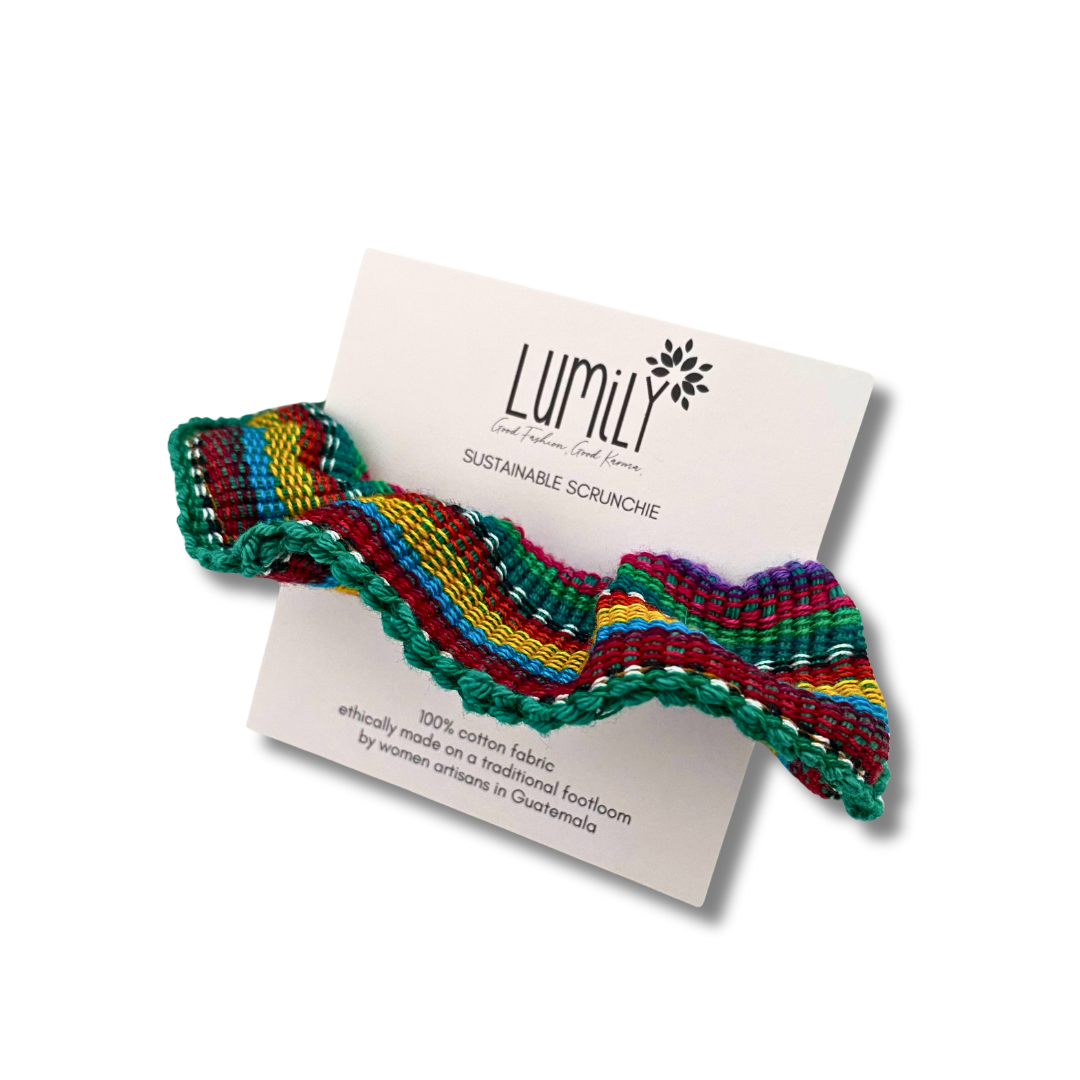 Sustainable Textile Multicolor Hair Scrunchie - Guatemala