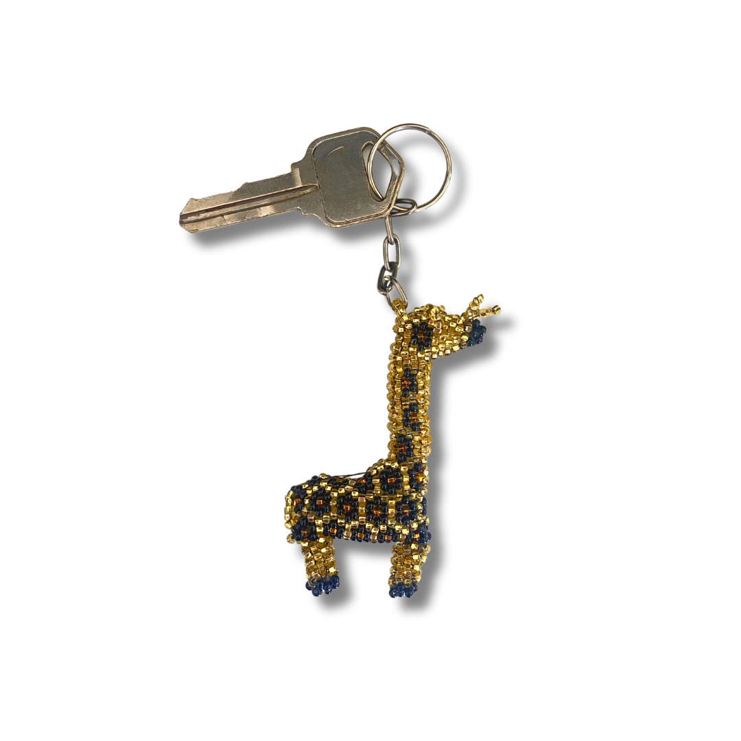 Giraffe Seed Bead Handcrafted Key Chain - Mexico