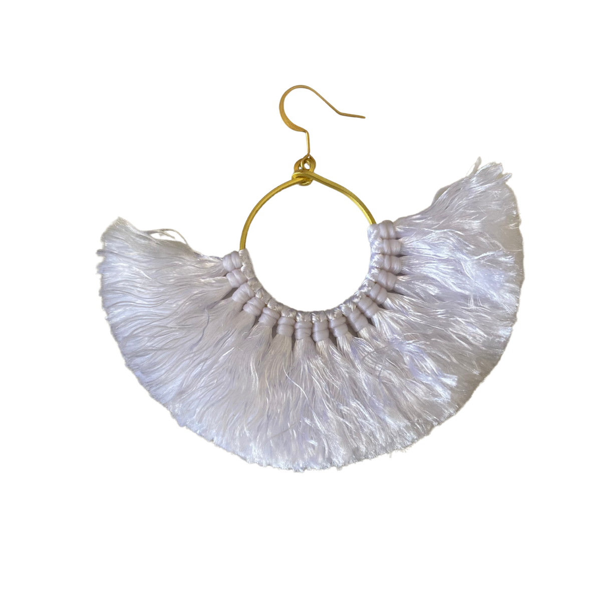Half Moon Silk Tassel Handcrafted Earrings - Thailand