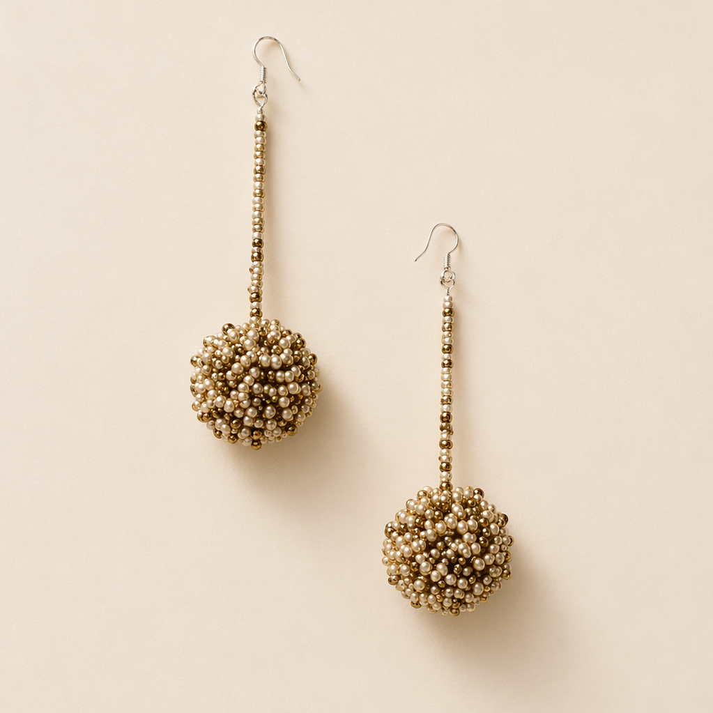Luna Seed Bead Sphere Drop Earrings – Guatemala