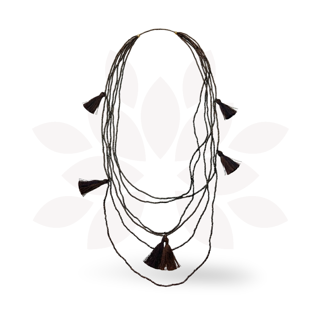 Glass Bead Necklace w/ Tassels - Guatemala