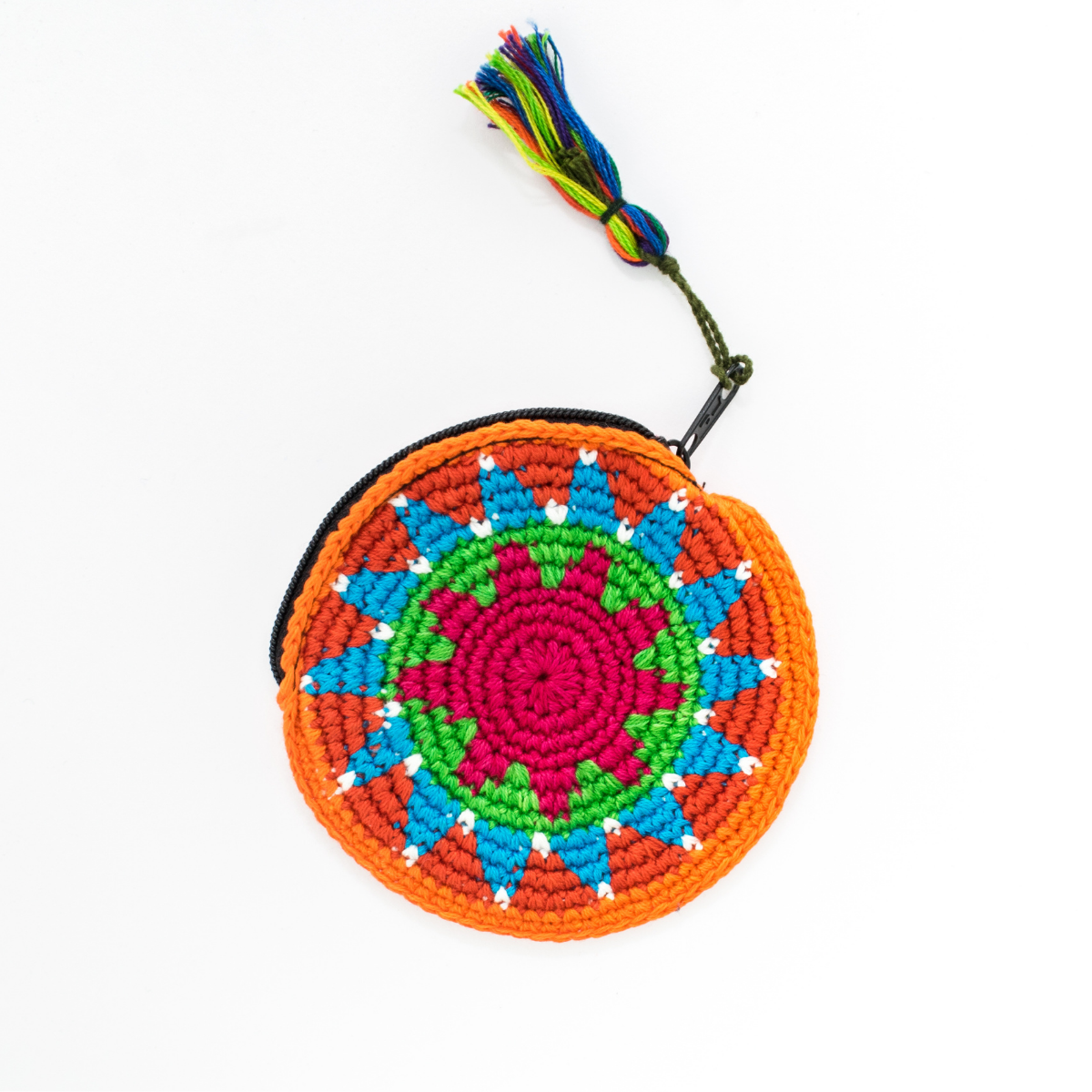 Moon Crochet Knit Footbag Multicolor Handmade Coin Purse - Guatemala