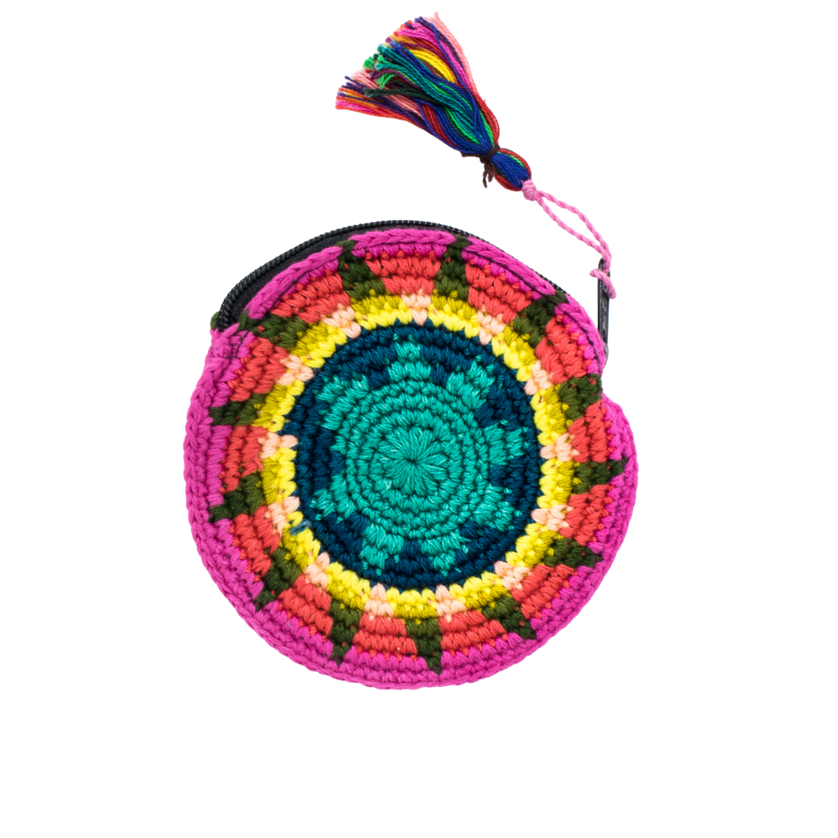 Moon Crochet Knit Footbag Multicolor Handmade Coin Purse - Guatemala