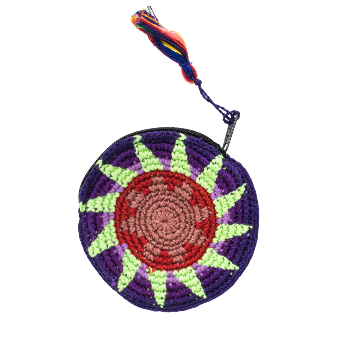 Moon Crochet Knit Footbag Multicolor Handmade Coin Purse - Guatemala