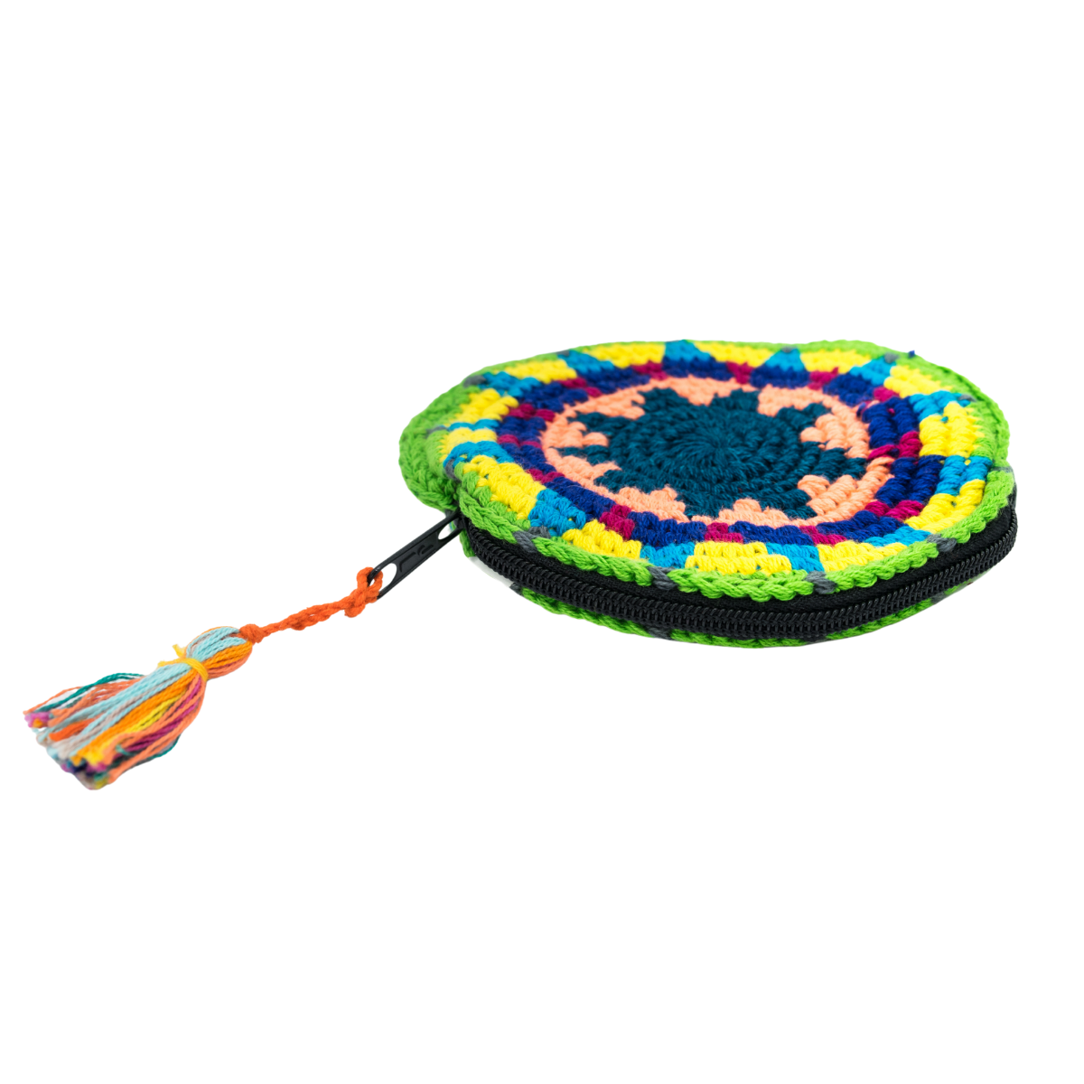Moon Crochet Knit Footbag Multicolor Handmade Coin Purse - Guatemala