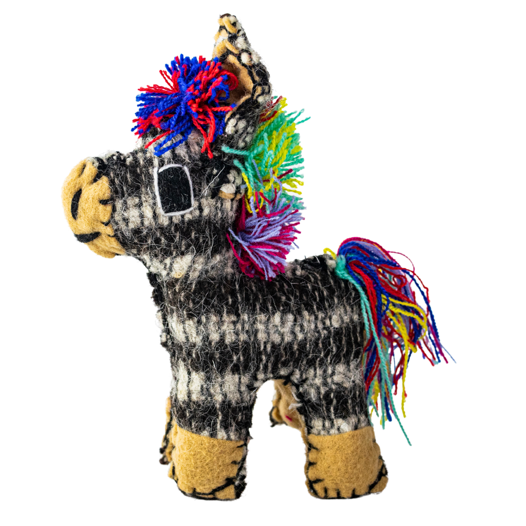 Tomi the Donkey: Repurposed Wool Boho Decor - Mexico