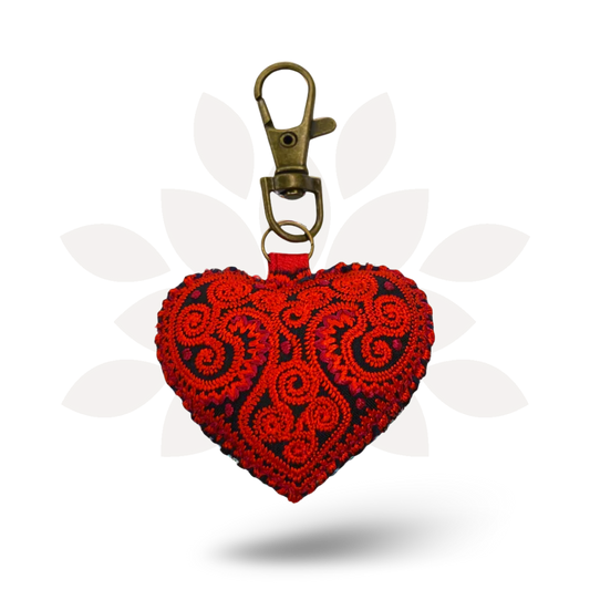 Heart Hmong Embroidered Zipper Pull | Keychain - Thailand