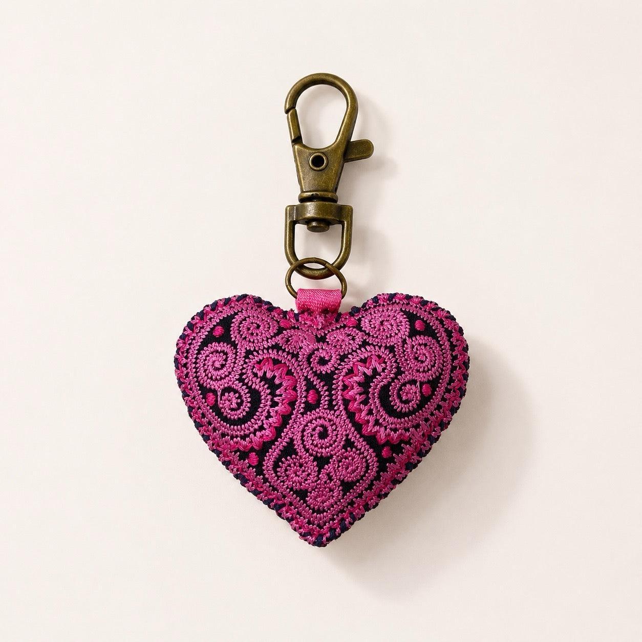 Heart Hmong Embroidered Zipper Pull | Keychain - Thailand