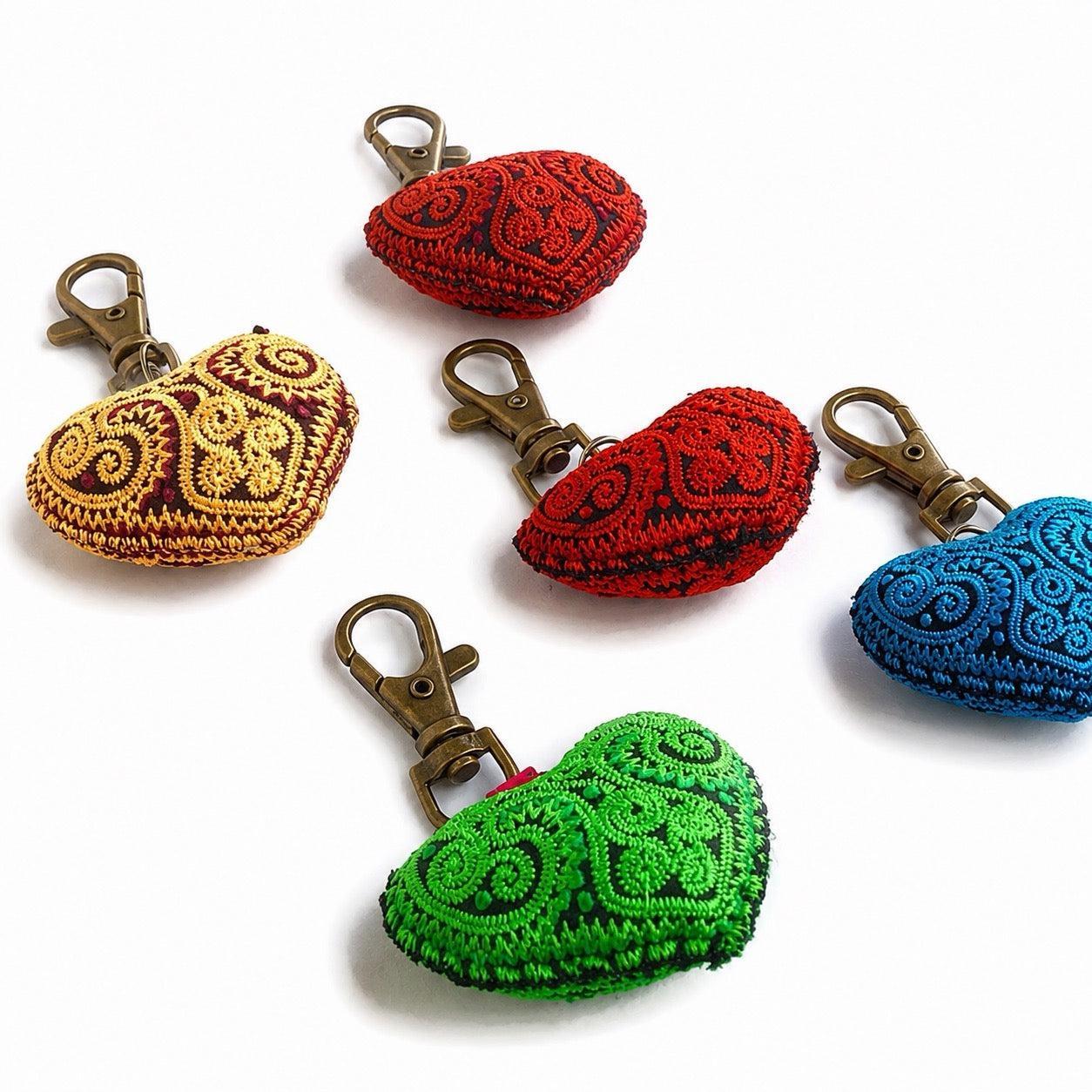 Heart Hmong Embroidered Zipper Pull | Keychain - Thailand