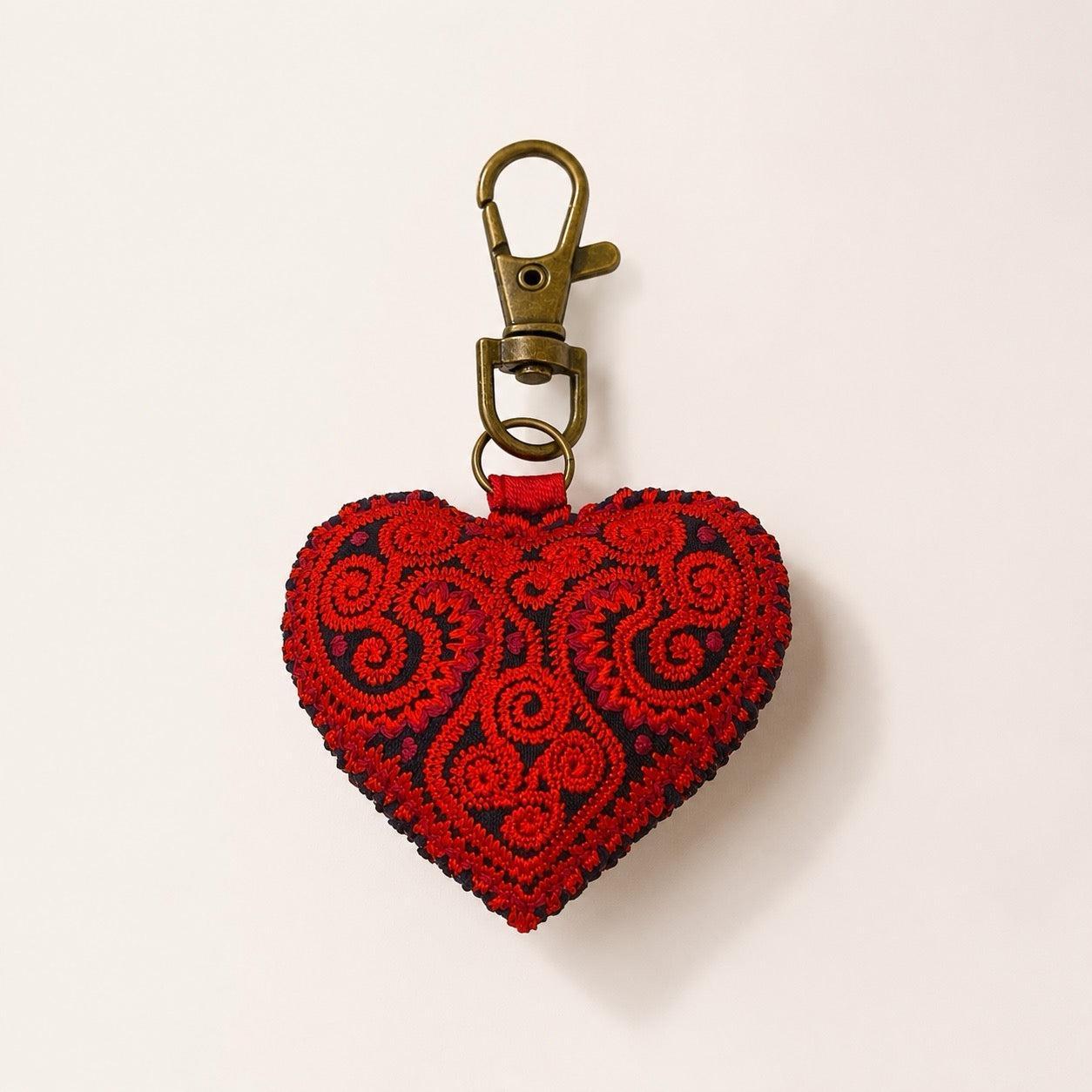 Heart Hmong Embroidered Zipper Pull | Keychain - Thailand