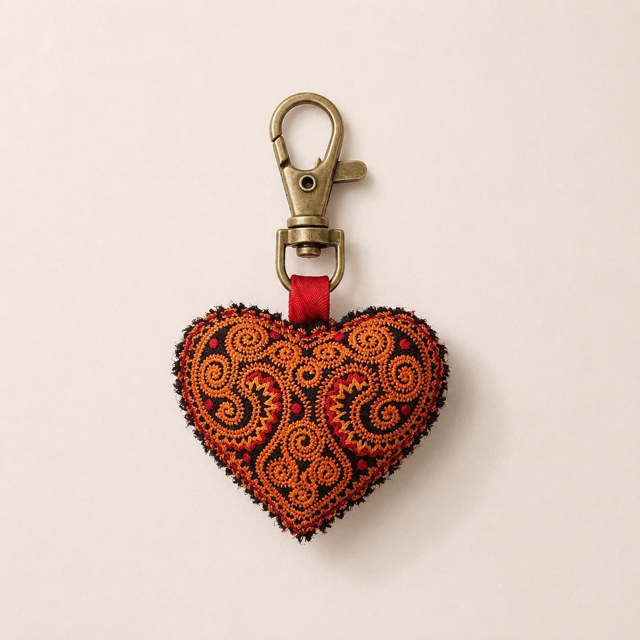 Heart Hmong Embroidered Zipper Pull | Keychain - Thailand
