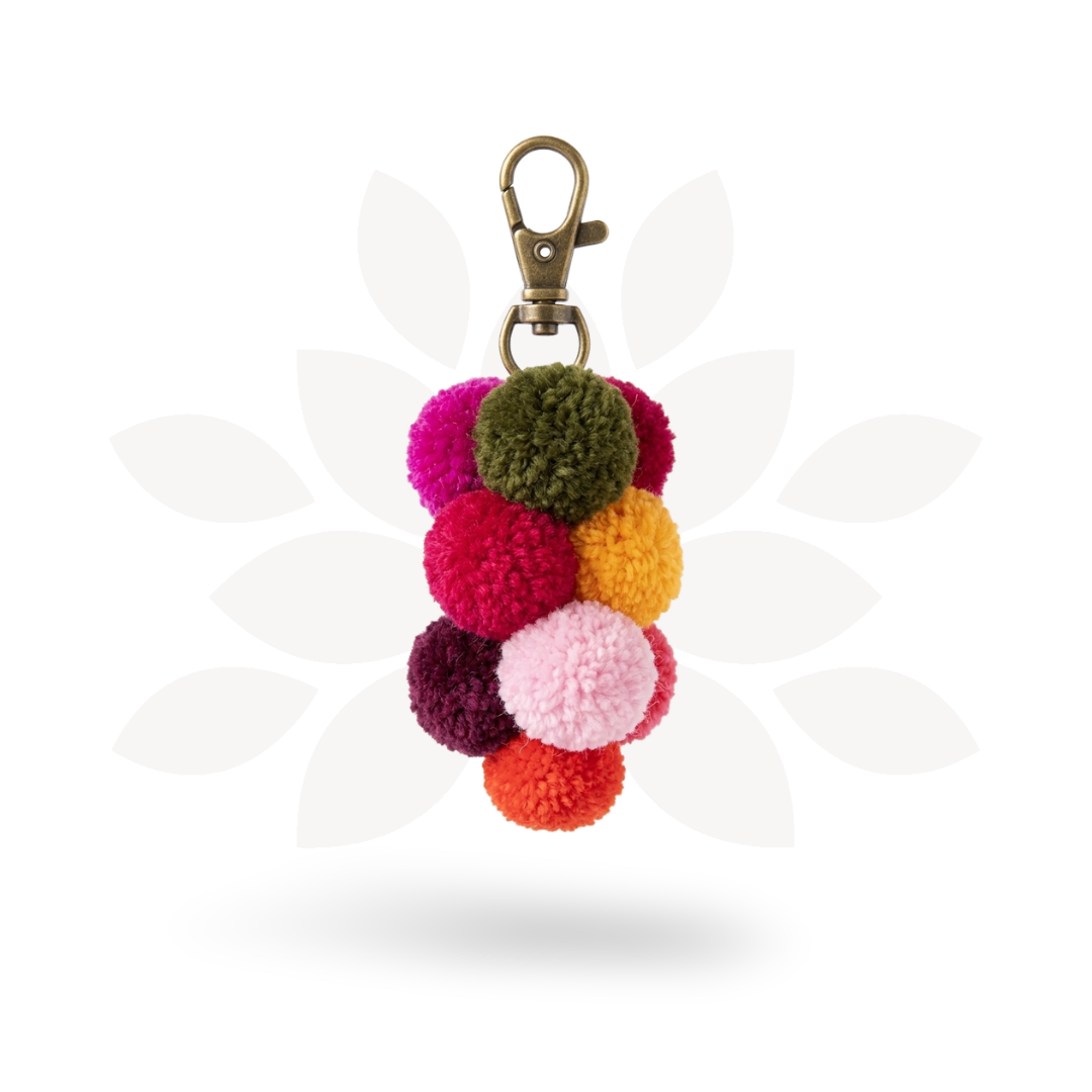 Uva Pompom Cluster Multicolor Boho Bag Charm | Zipper Pull - Thailand