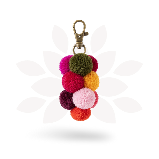 Uva Pompom Cluster Multicolor Boho Bag Charm | Zipper Pull - Thailand