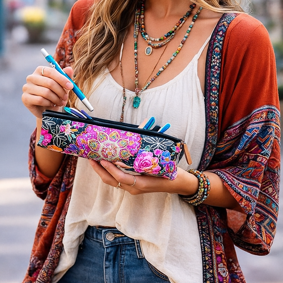 Frida Kahlo Printed Pencil | Brush Boho Colorful Case - Thailand