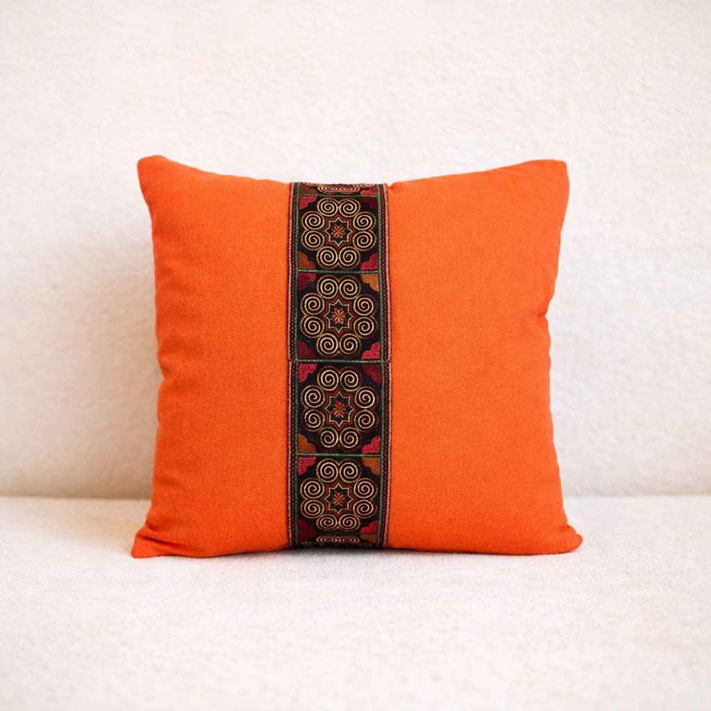 Spiral Star Hmong Embroidered Pillow Cover - Thailand