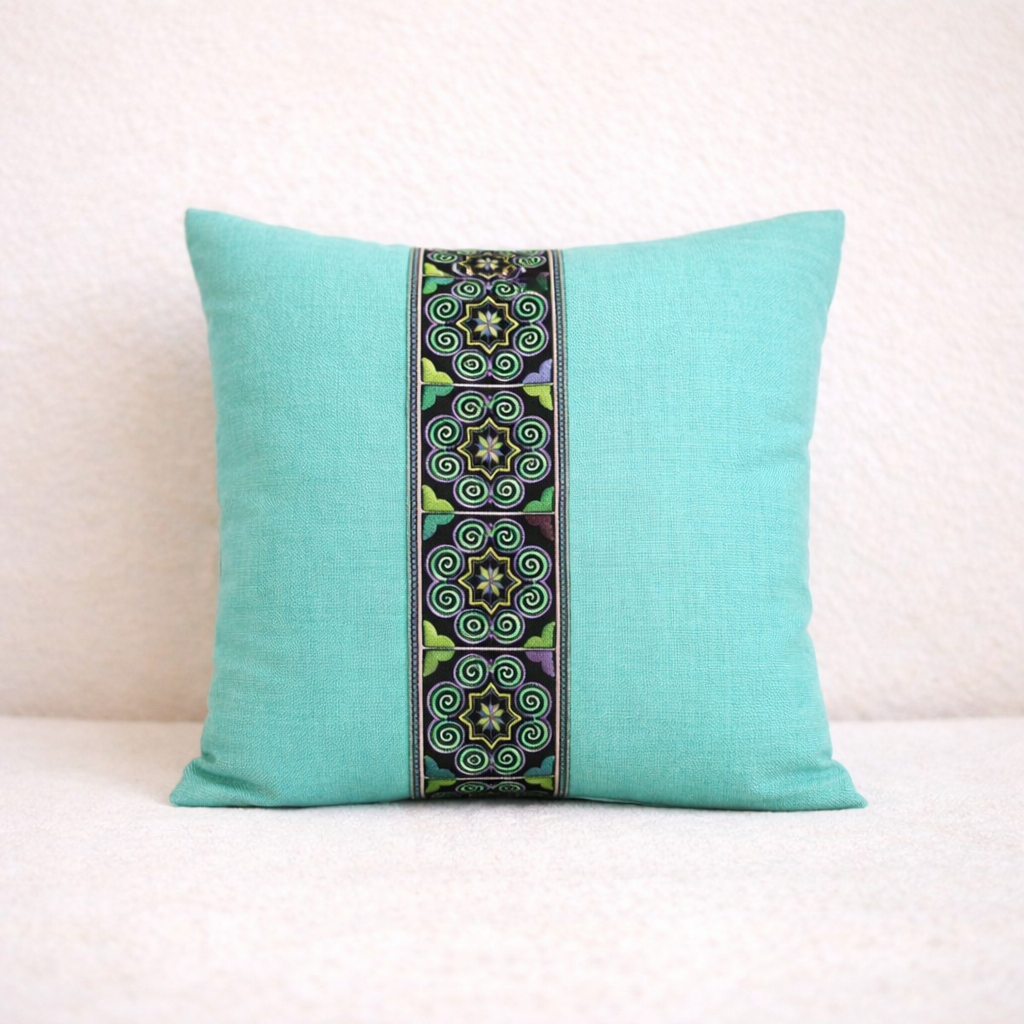 Spiral Star Hmong Embroidered Pillow Cover - Thailand