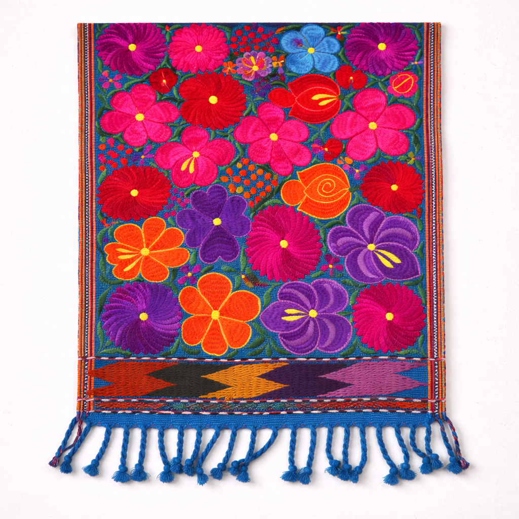 Embroidered Floral Multicolor Table Runner – Fair Trade Guatemalan Textile