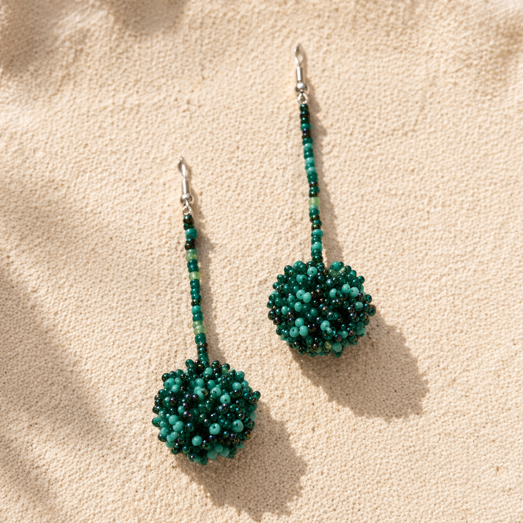 Luna Seed Bead Sphere Drop Earrings – Guatemala