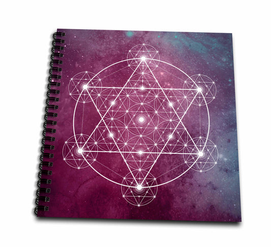 3dRose Anne Marie Baugh - Sacred Geometry - Sacred Star Geometry On A Purple and Blue Teal Background - Drawing Books (db_254901)