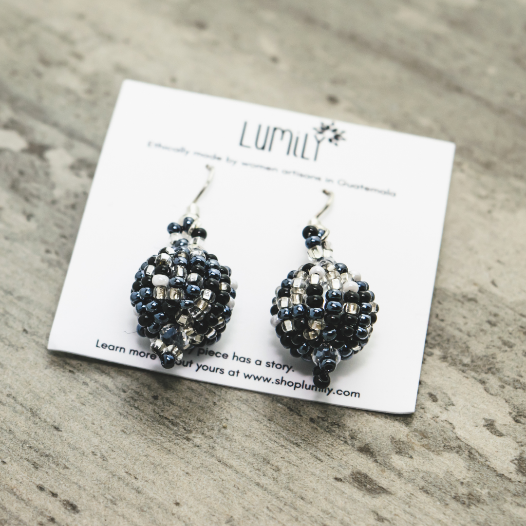 Seed Bead Dangle Earrings Boho Beaded Earrings Fair Trade - Guatemala
