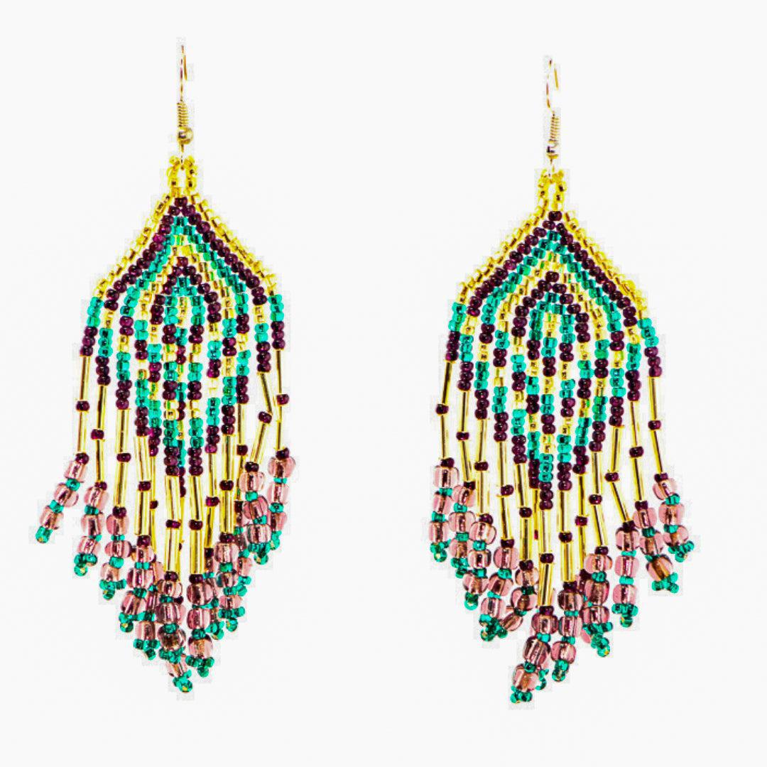 Alegria Seed Bead Peyote Stitch Earrings - Guatemala