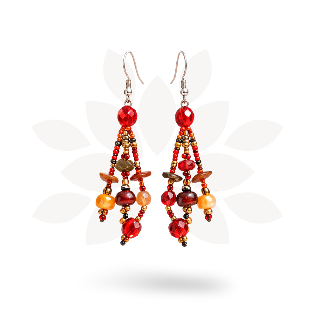 Luzy Seed Bead Crystal Dangly Earrings - Guatemala