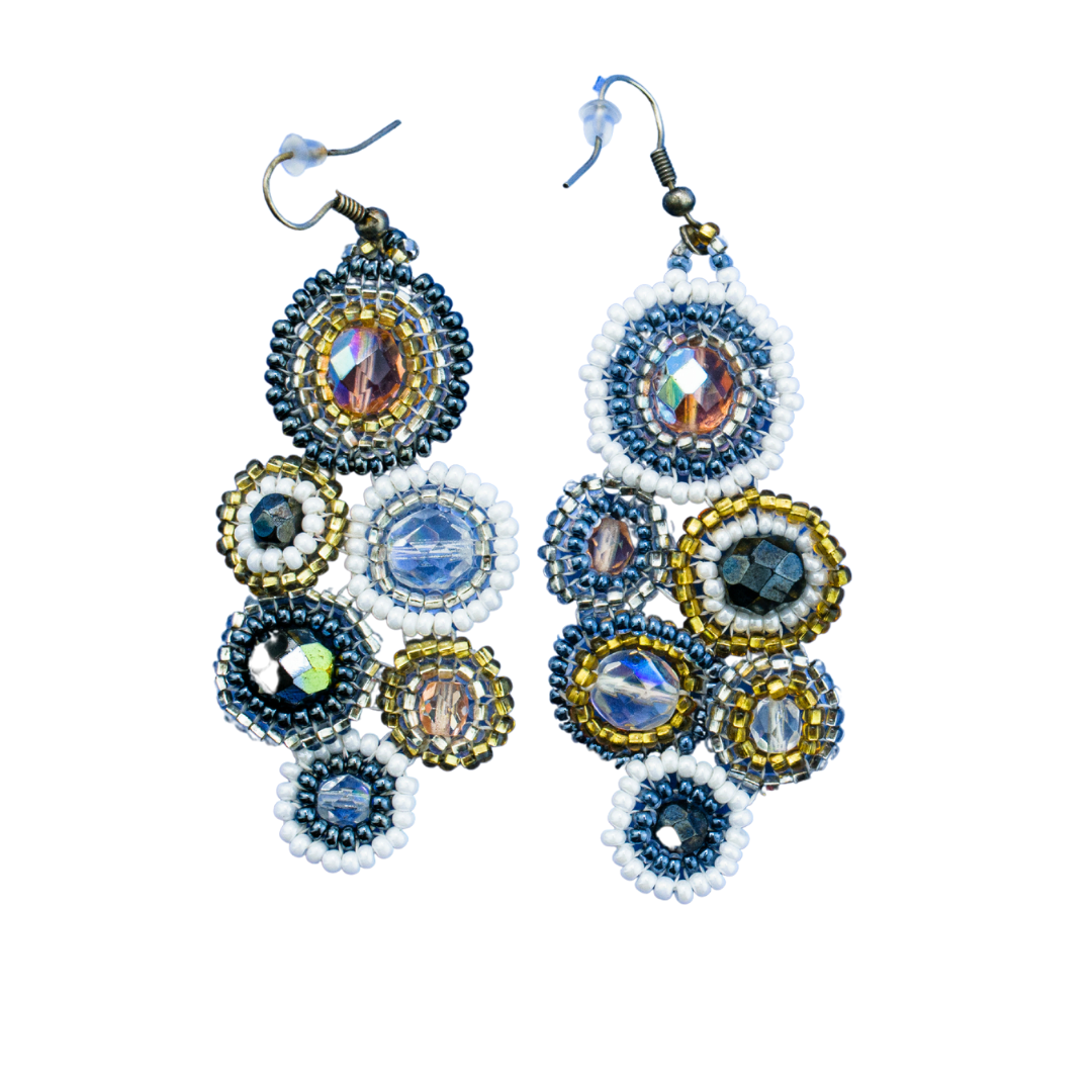 Bola Czech Glass Seed Bead Earrings — Handmade Boho Jewelry Guatemala