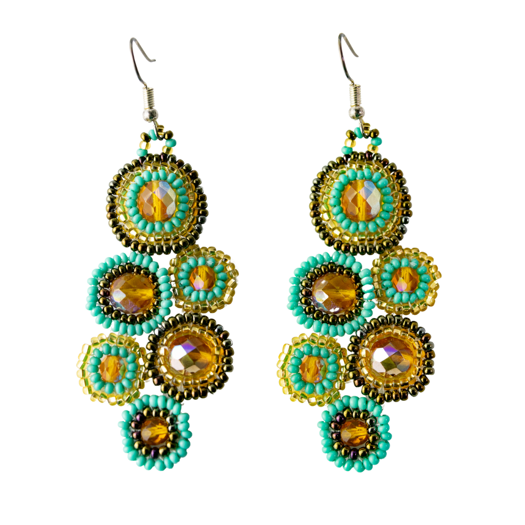 Bola Czech Glass Seed Bead Earrings — Handmade Boho Jewelry Guatemala