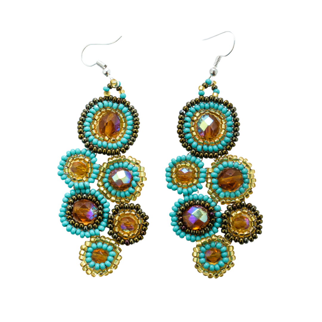 Bola Czech Glass Seed Bead Earrings — Handmade Boho Jewelry Guatemala