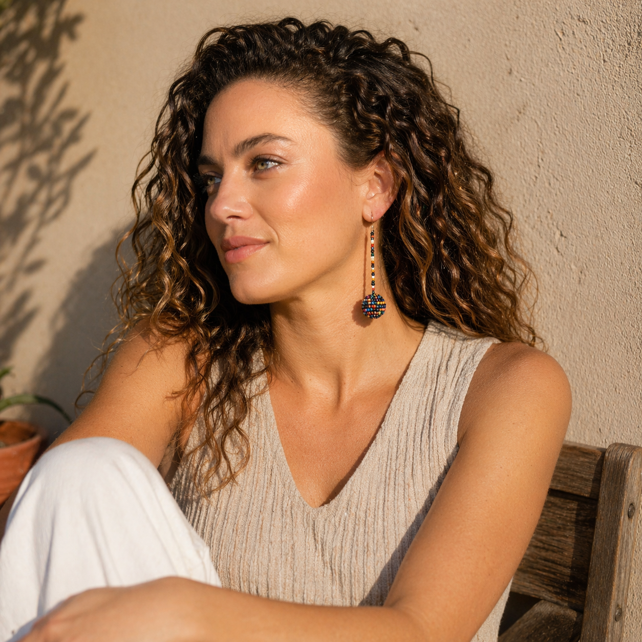 Luna Seed Bead Sphere Drop Earrings – Guatemala
