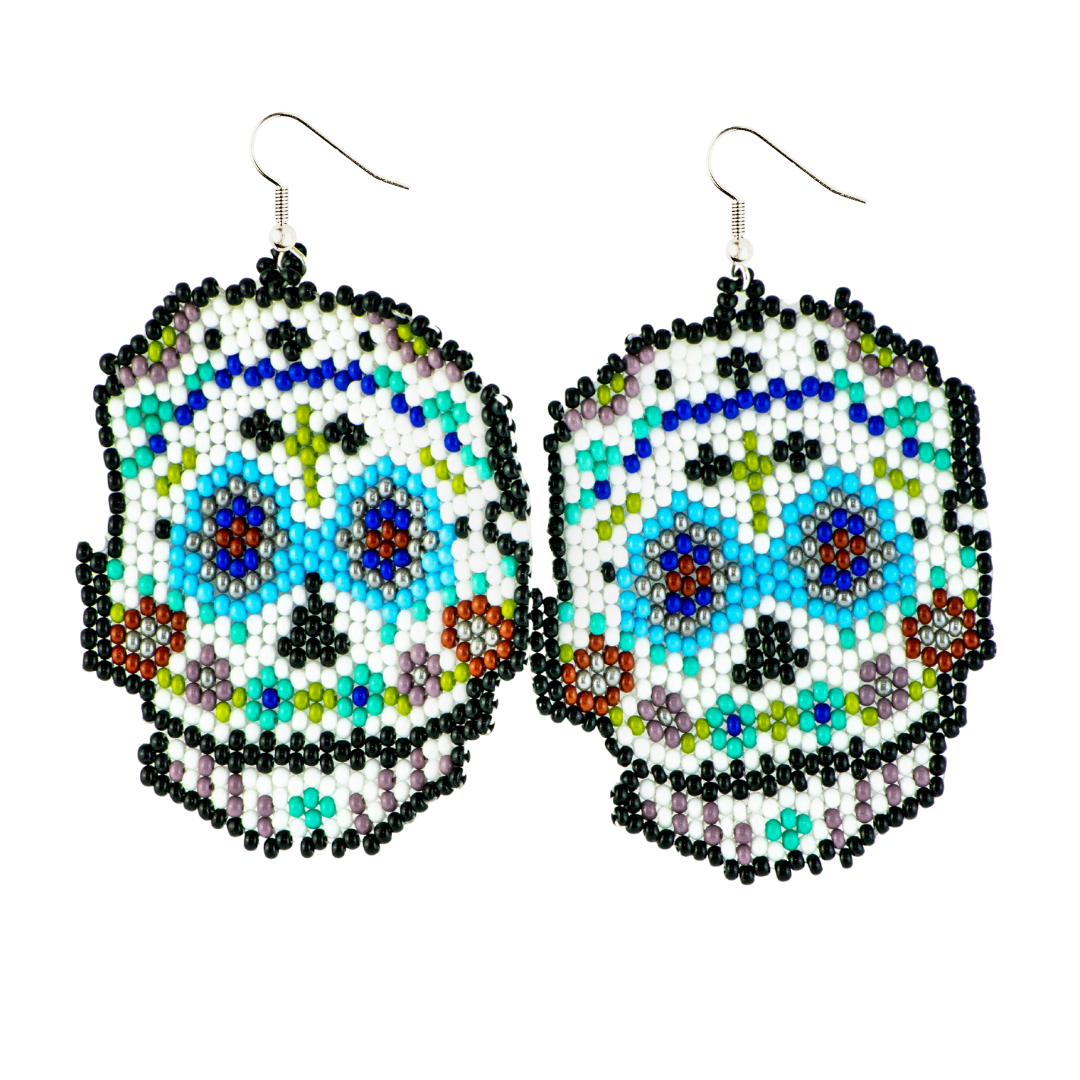 Sugar Skull Seed Bead Earrings - Guatemala