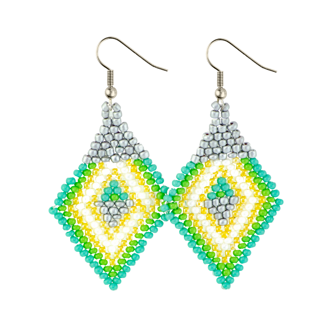 Lily Seed Bead Diamond Earrings - Guatemala