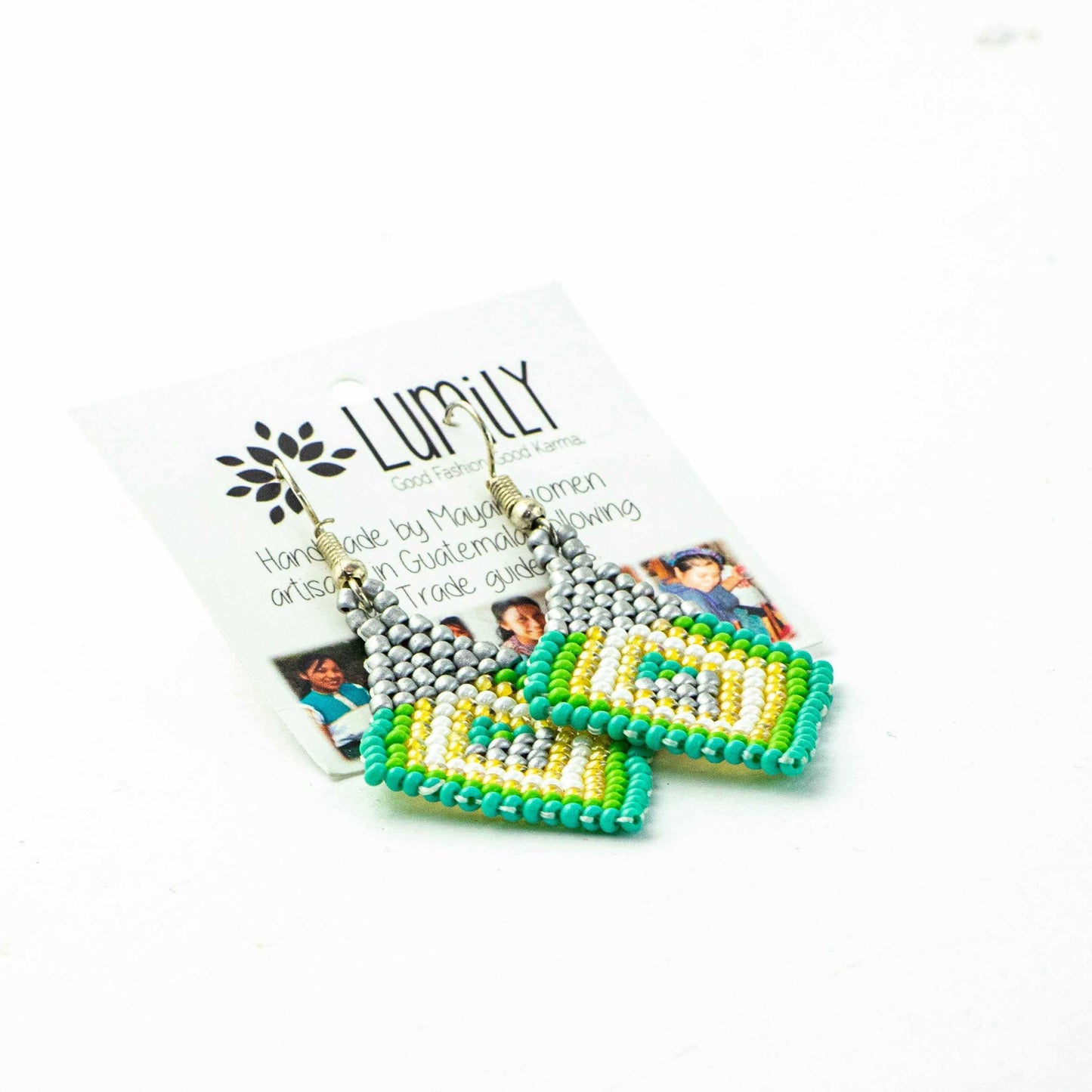 Lily Seed Bead Diamond Earrings - Guatemala