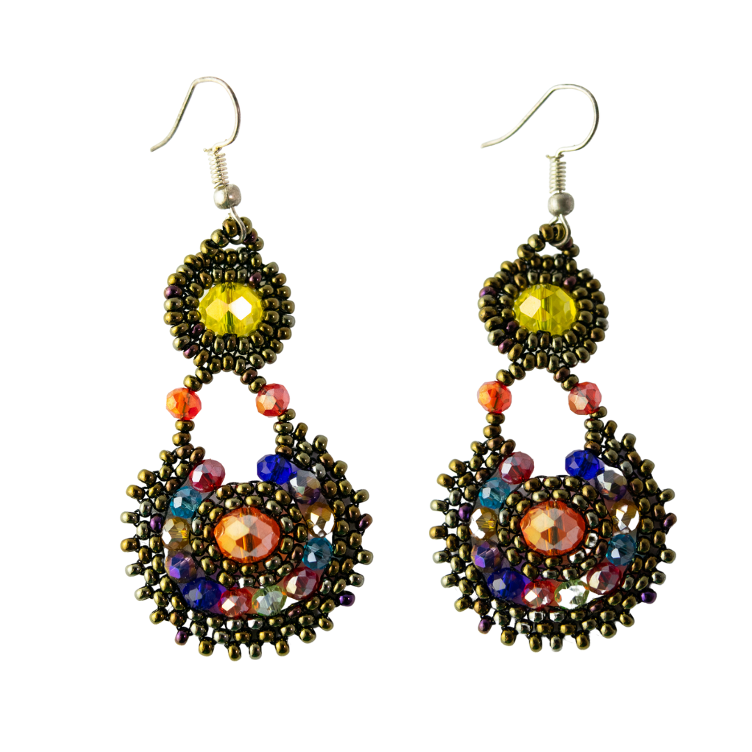 Chloe Seed Bead Handmade Circle Earrings - Guatemala