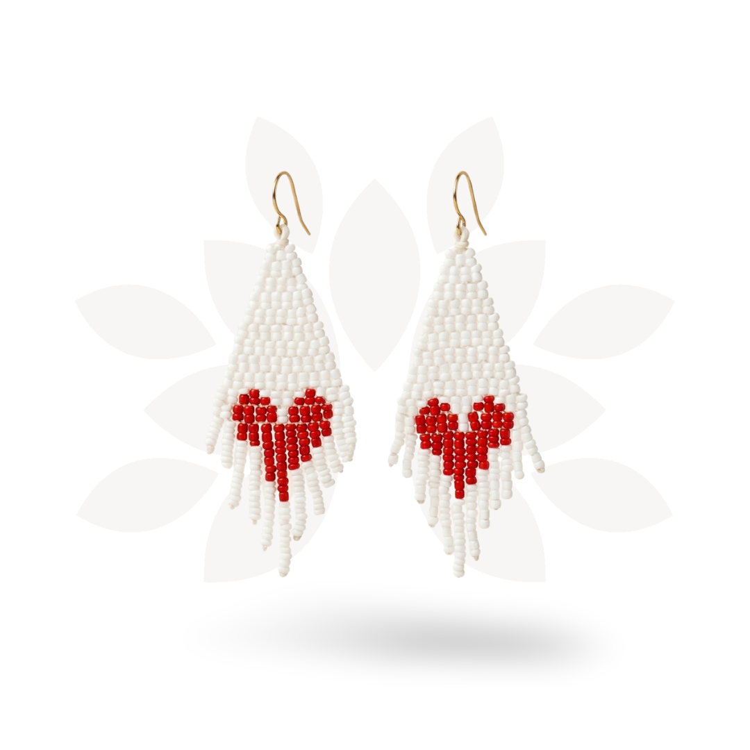 Heartfelt Valentine's Day Seed Bead Earrings - Thailand