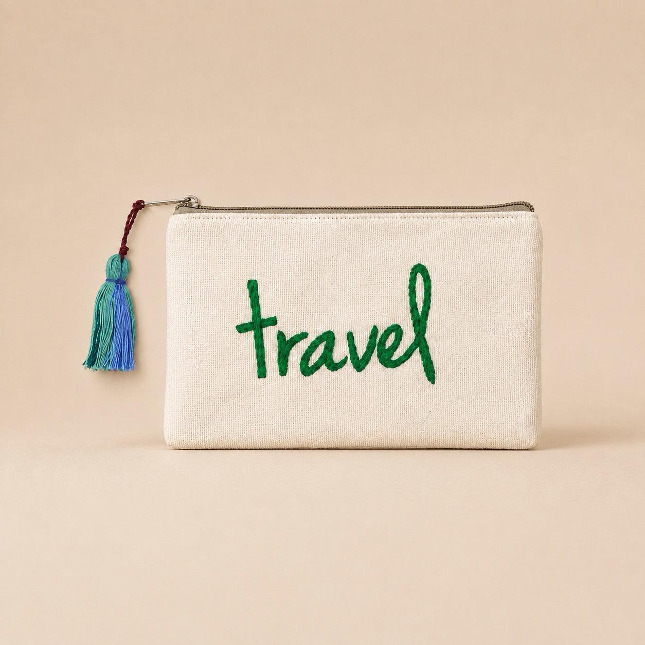 Evolve Embroidered Cotton Cosmetic Pouch - Guatemala