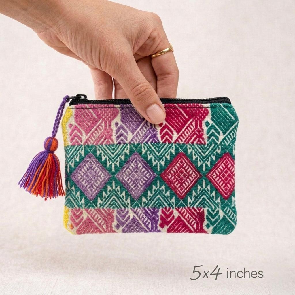 Maya Up-cycled Huipil Cosmetic One-of-a-Kind Bag (Small) - Guatemala