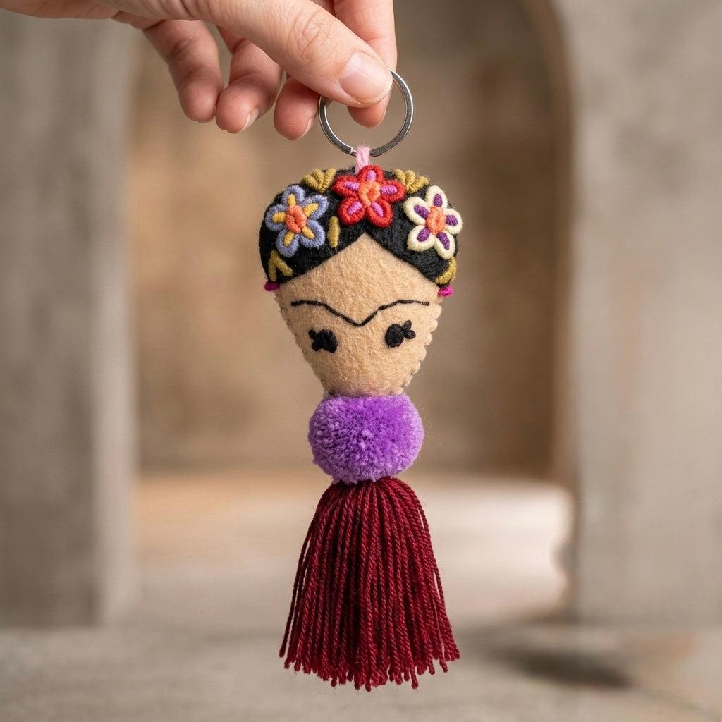 Frida Kahlo Embroidered Keychain / Zipper Pull - Mexico