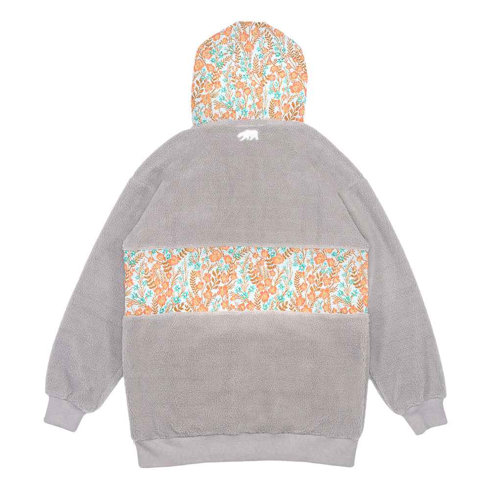 Removable Bear Floral Sherpa Tall Pullover Hoodie