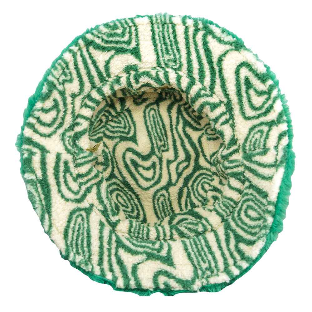 Bear Collection Green Fur Reversible Bucket Hat