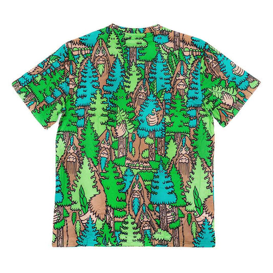 Bigfoot In The Woods Green T Shirt