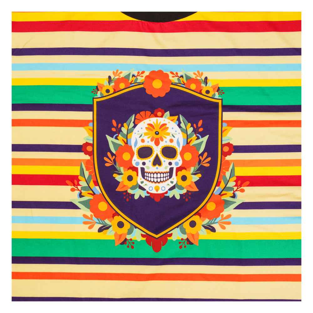 Dia De Los Muertos Sugar Skull Striped T Shirt