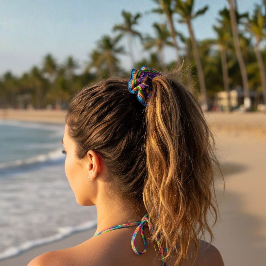 Sustainable Textile Multicolor Hair Scrunchie - Guatemala