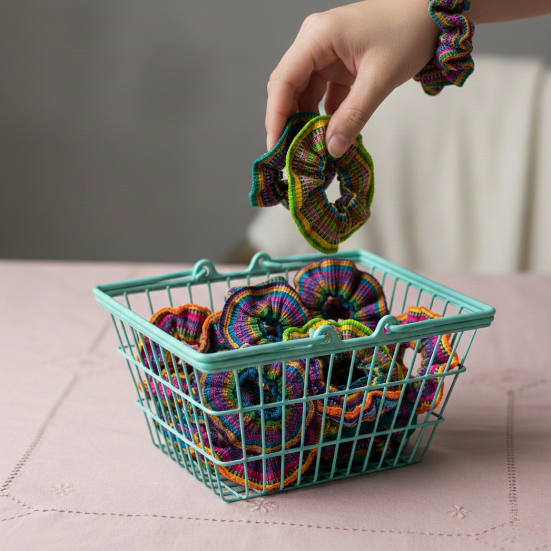 Sustainable Textile Multicolor Hair Scrunchie - Guatemala