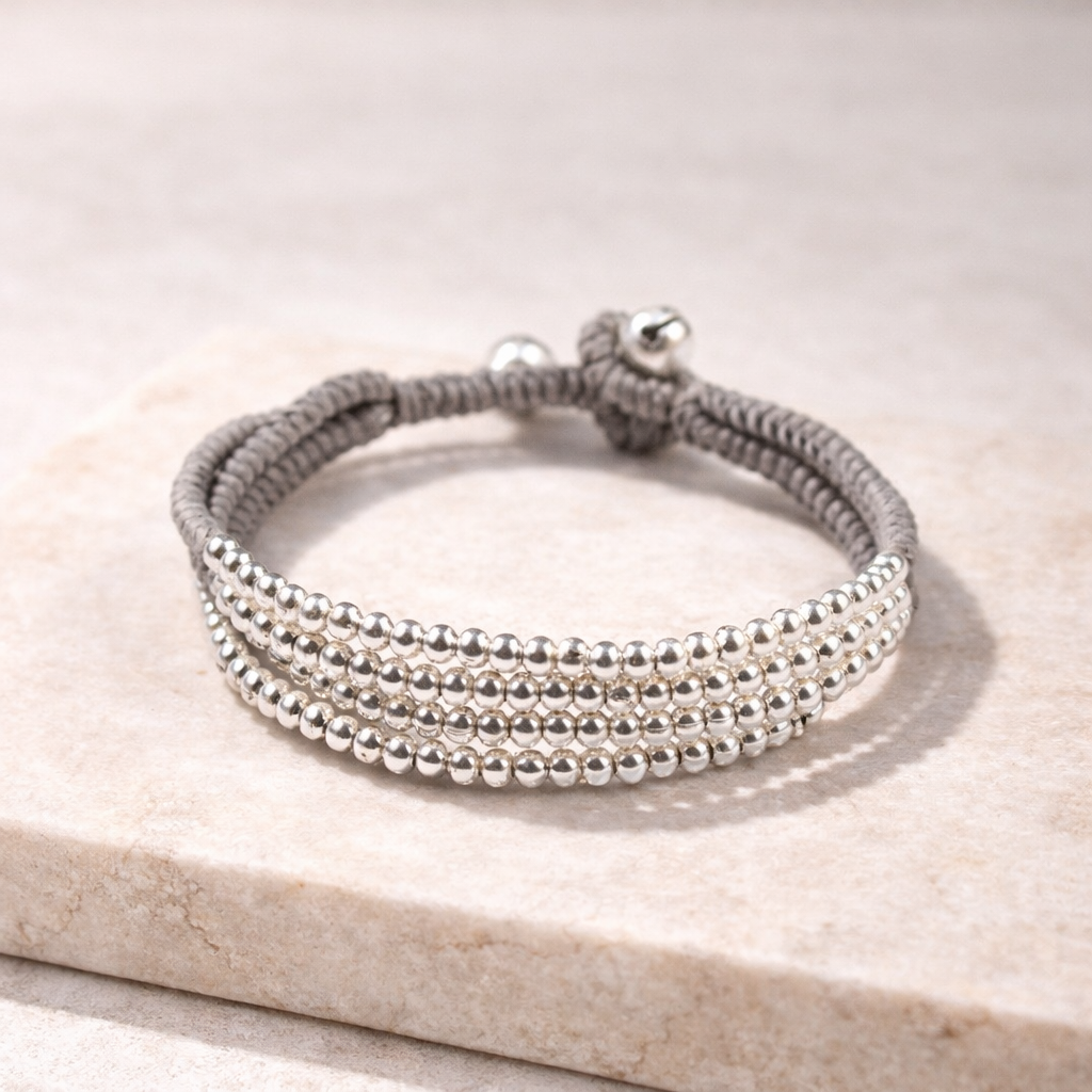 Cherish Brass Metal Bead Adjustable Bracelet - Thailand